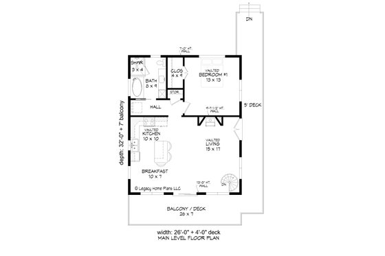 Floor Plan - Main Floor for Contemporary House Plan #932-583 - 1 bed, 1 bath