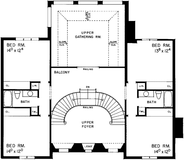 European Floor Plan - Upper Floor Plan #72-194