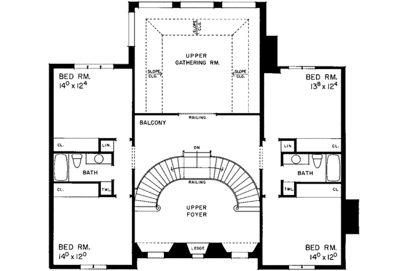 Home Plan - Floor Plan - Upper Floor for European House Plan #72-194 - 5 bed, 5 bath