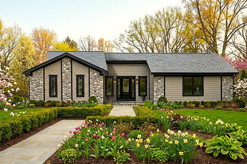 Home Plan - Exterior - Front Elevation 2 for Contemporary House Plan #30-332 - 3 bed, 2 bath