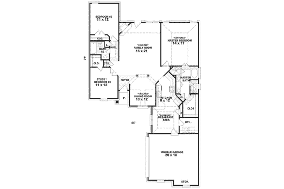 Floor Plan - Main Floor for Traditional House Plan #81-273 - 3 bed, 2 bath