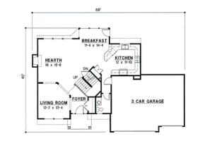 Floor Plan - Main Floor for Traditional House Plan #67-521 - 4 bed, 3.5 bath