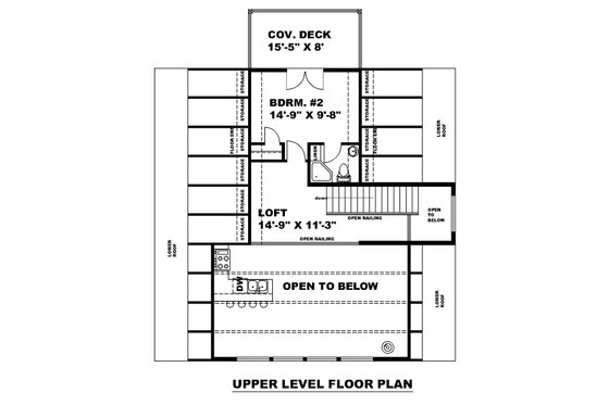 Floor Plan - Upper Floor for Cabin House Plan #117-941 - 2 bed, 3 bath