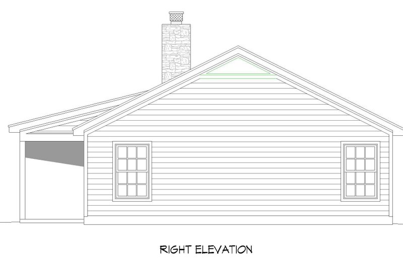 House Blueprint - Exterior - Other Elevation 1 for Farmhouse House Plan #932-557 - 2 bed, 1 bath