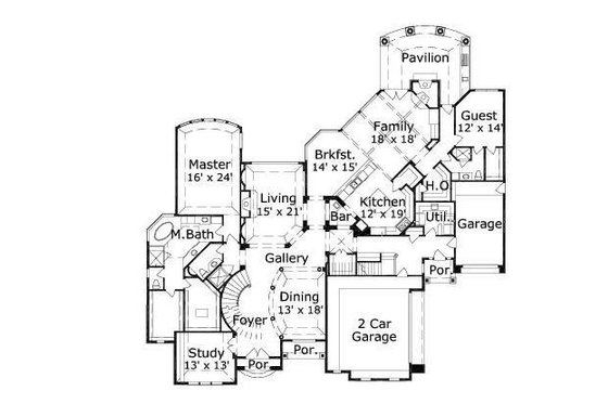 Floor Plan - Main Floor for European House Plan #411-663 - 5 bed, 5.5 bath