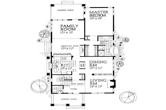 Floor Plan - Main Floor for Bungalow House Plan #72-462 - 3 bed, 2.5 bath