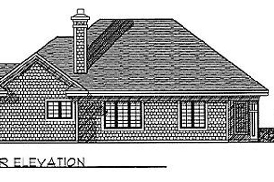 Exterior - Rear Elevation for Traditional House Plan #70-275 - 3 bed, 2 bath