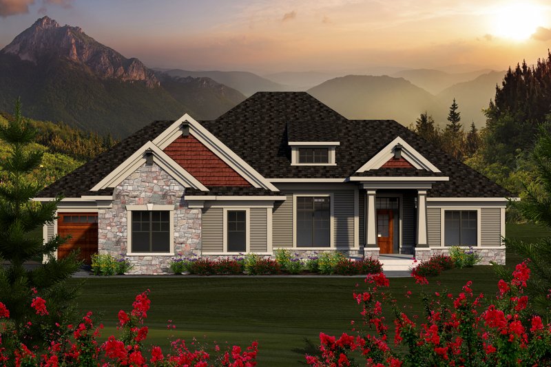 Home Plan - Ranch Exterior - Front Elevation Plan #70-1170