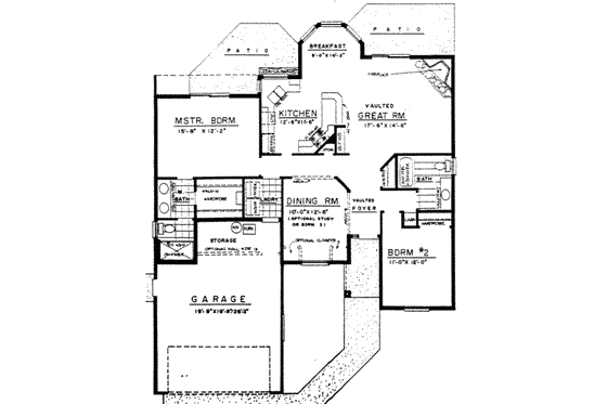 Floor Plan - Main Floor for Traditional House Plan #303-307 - 3 bed, 2 bath