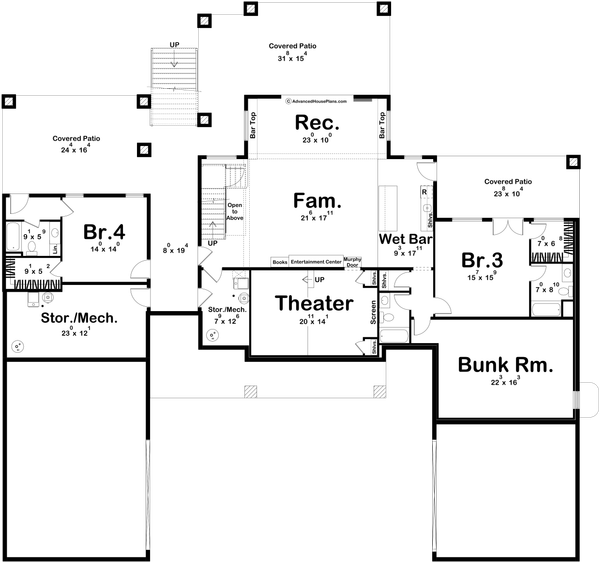 Architectural House Design - Modern Floor Plan - Lower Floor Plan #455-529