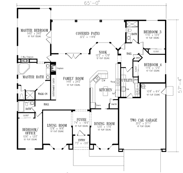 Architectural House Design - Mediterranean Floor Plan - Main Floor Plan #1-664