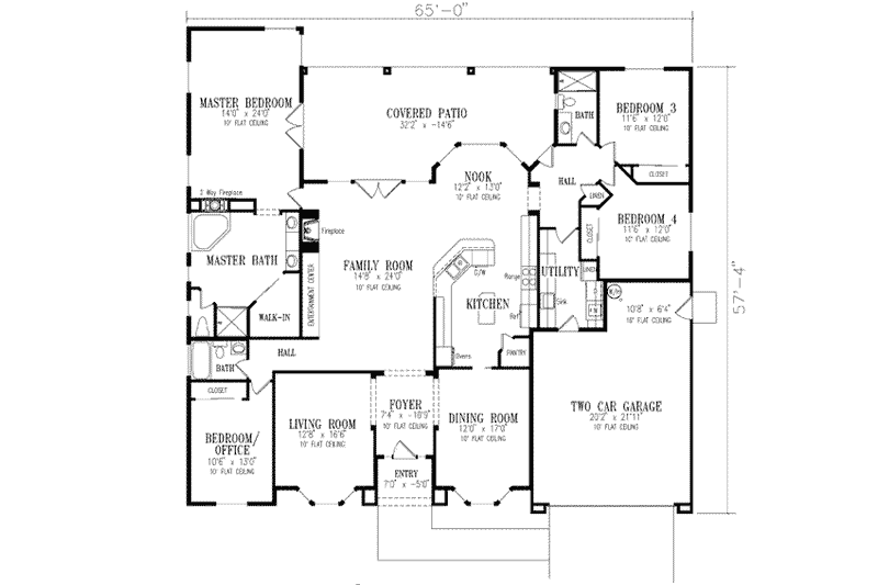 Dream House Plan - Floor Plan - Main Floor for Mediterranean House Plan #1-664 - 4 bed, 3 bath