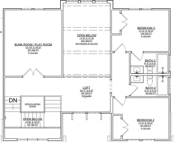 House Blueprint - Floor Plan - Upper Floor for Tudor House Plan #1116-41 - 5 bed, 6.5 bath