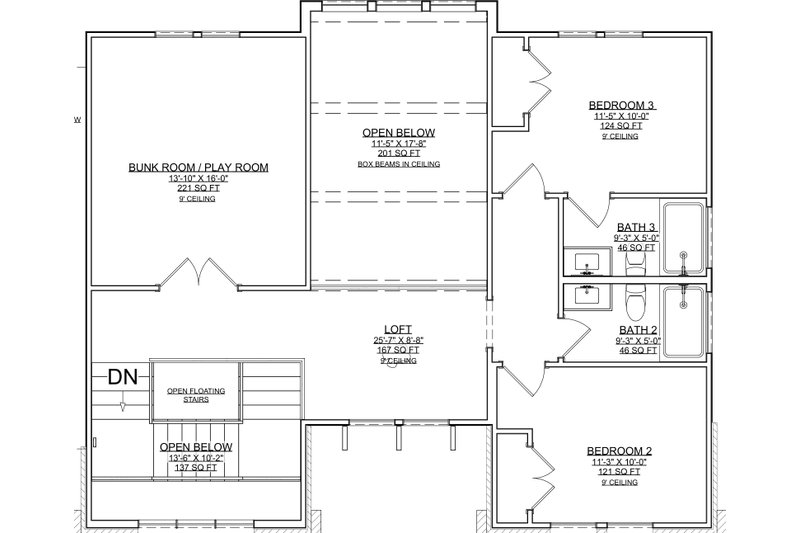 House Blueprint - Floor Plan - Upper Floor for Tudor House Plan #1116-41 - 5 bed, 6.5 bath