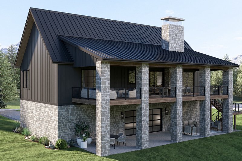Architectural House Design - Exterior - Rear Elevation for Barndominium House Plan #455-818 - 3 bed, 2.5 bath