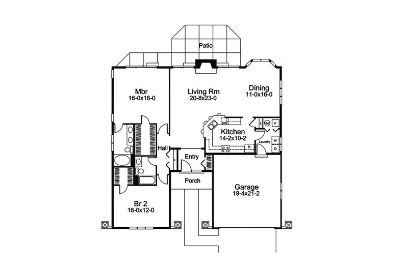 Home Plan - Floor Plan - Main Floor for Mediterranean House Plan #57-679 - 2 bed, 2 bath
