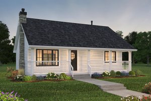 Exterior - Front Elevation 3 for Country House Plan #18-1027 - 2 bed, 1 bath