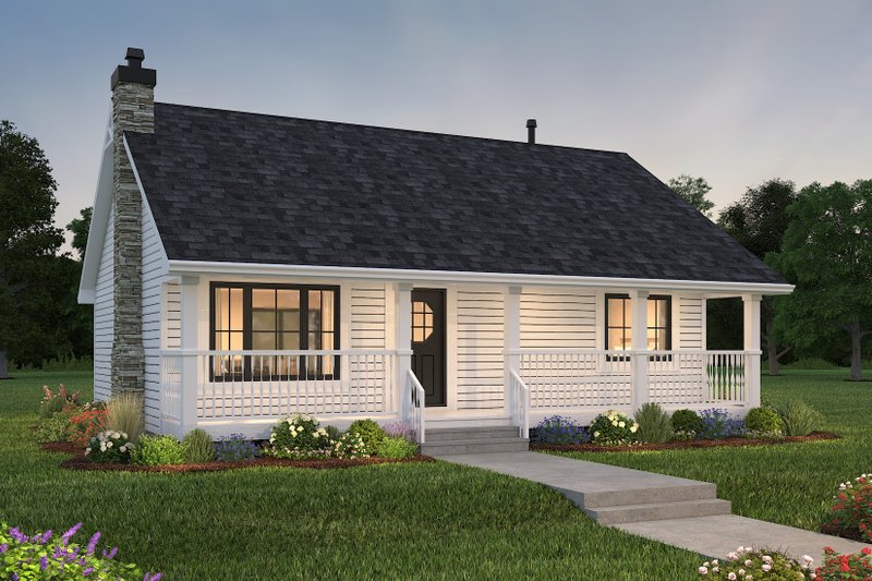 House Plan Design - Exterior - Front Elevation 3 for Country House Plan #18-1027 - 2 bed, 1 bath
