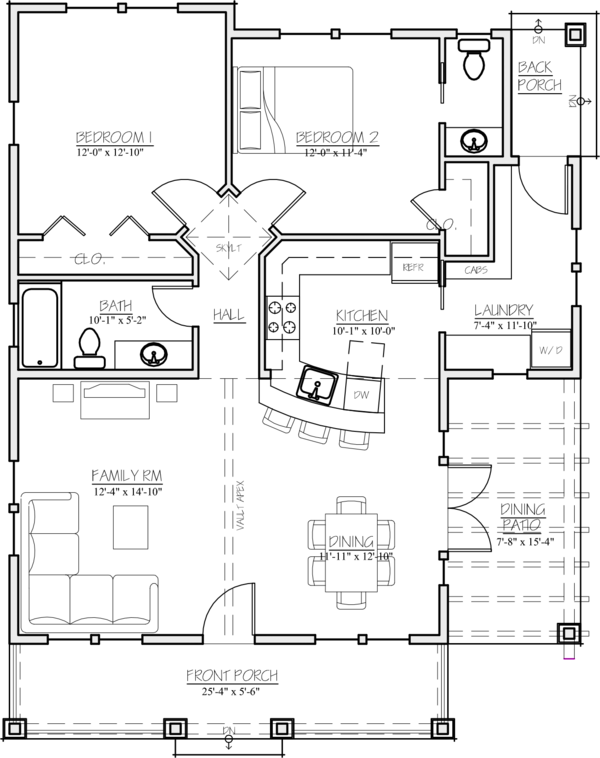 Dream House Plan - Craftsman bungalow floor plan by James Madsen 1000sft