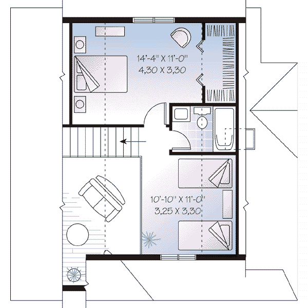 House Blueprint - Cottage Floor Plan - Upper Floor Plan #23-488