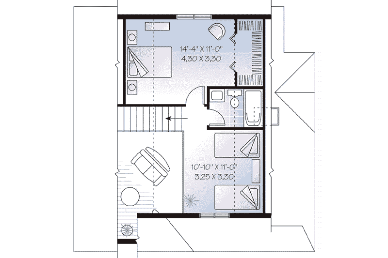 House Plan Design - Floor Plan - Upper Floor for Cottage House Plan #23-488 - 2 bed, 2 bath