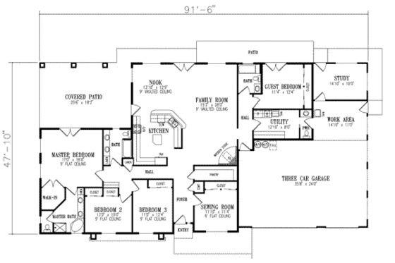 Floor Plan - Main Floor for Adobe / Southwestern House Plan #1-638 - 4 bed, 3.5 bath