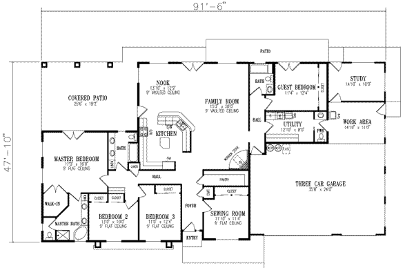 Adobe / Southwestern Floor Plan - Main Floor Plan #1-638