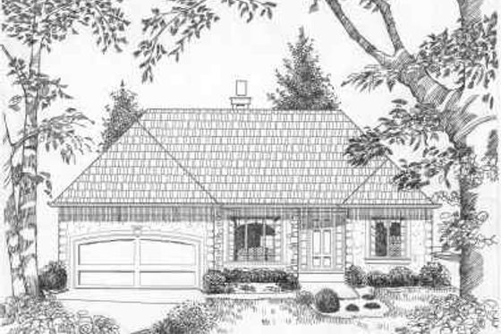 Exterior - Front Elevation for Ranch House Plan #6-167 - 3 bed, 2.5 bath