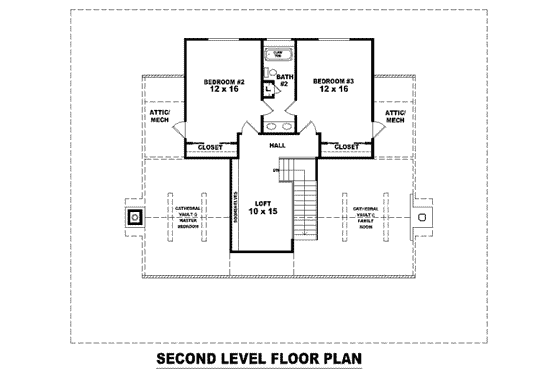 Floor Plan - Upper Floor for Country House Plan #81-821 - 3 bed, 2.5 bath