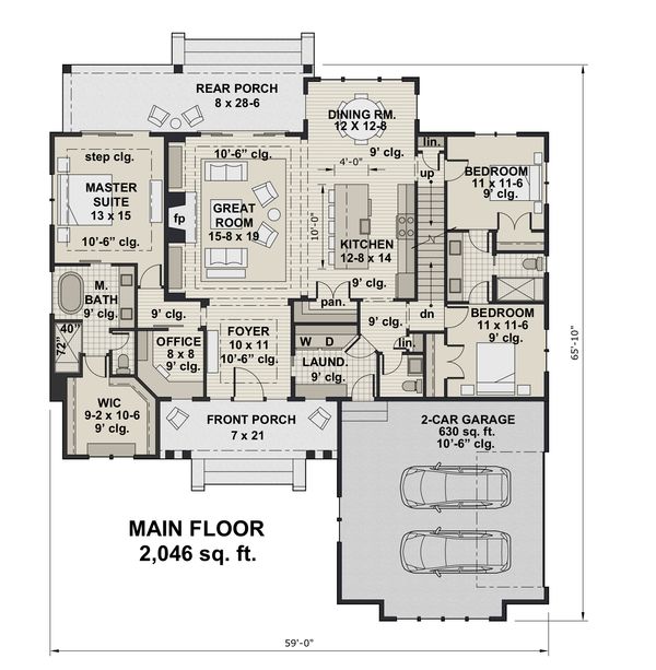 Home Plan - Farmhouse Floor Plan - Main Floor Plan #51-1151