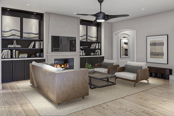 Interior - Family Room for Mediterranean House Plan #455-620 - 2 bed, 2 bath