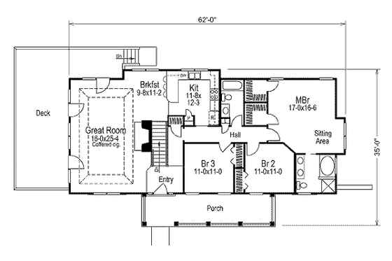 Floor Plan - Main Floor for Farmhouse House Plan #57-324 - 3 bed, 2 bath