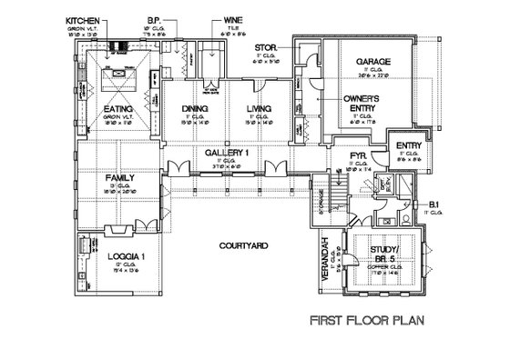 Floor Plan - Main Floor for European House Plan #449-22 - 5 bed, 5 bath