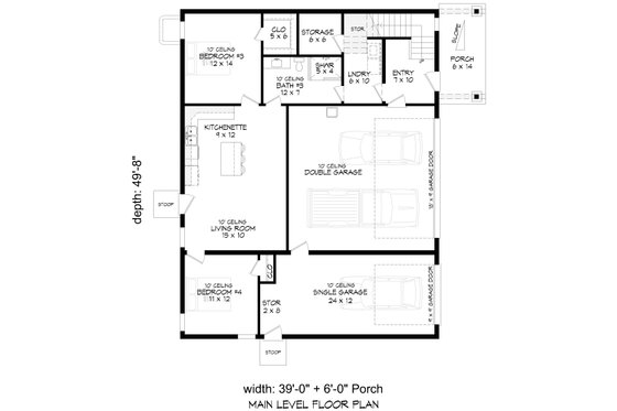 Floor Plan - Main Floor for Beach House Plan #932-1095 - 4 bed, 3 bath