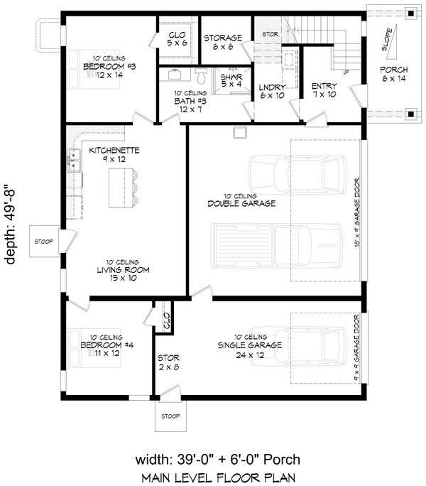 Beach Floor Plan - Main Floor Plan #932-1095