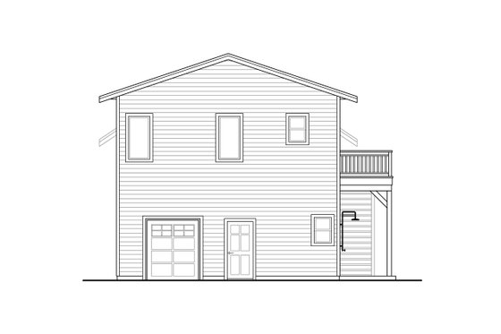 Exterior - Rear Elevation for Craftsman House Plan #124-1291, 1.5 bath