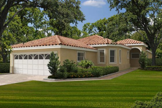 Exterior - Front Elevation for Mediterranean House Plan #420-270 - 3 bed, 3 bath
