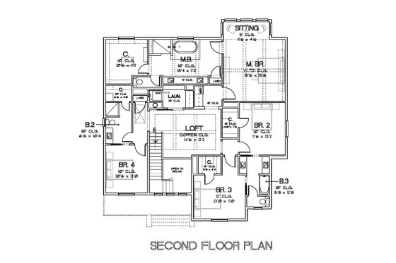 Floor Plan - Upper Floor for Traditional House Plan #449-23 - 4 bed, 3.5 bath