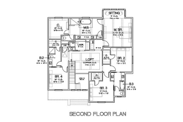 Traditional Floor Plan - Upper Floor Plan #449-23