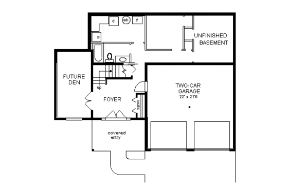 Floor Plan - Lower Floor for European House Plan #18-215 - 3 bed, 2 bath