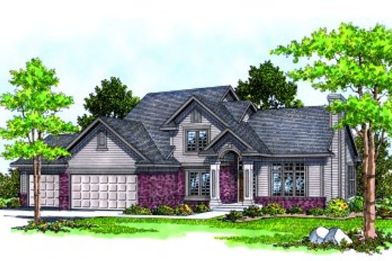 Exterior - Front Elevation for Traditional House Plan #70-284 - 4 bed, 2.5 bath