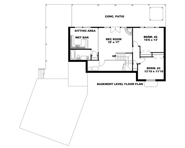 Architectural House Design - Floor Plan - Lower Floor for Craftsman House Plan #117-1083 - 3 bed, 2.5 bath