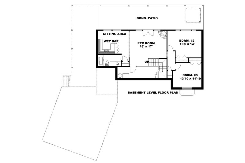Architectural House Design - Floor Plan - Lower Floor for Craftsman House Plan #117-1083 - 3 bed, 2.5 bath