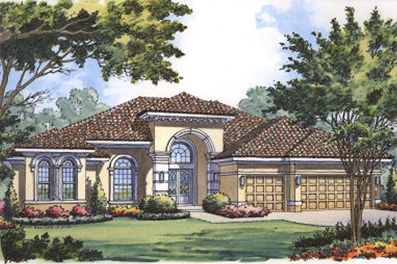 Architectural House Design - Mediterranean Exterior - Front Elevation Plan #417-354