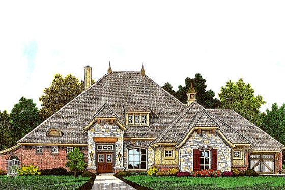 Exterior - Front Elevation for European House Plan #310-985 - 3 bed, 3.5 bath