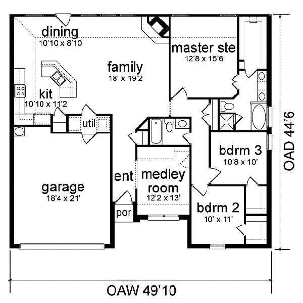 House Plan Design - Traditional Floor Plan - Main Floor Plan #84-120