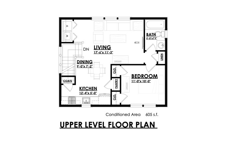 Architectural House Design - Floor Plan - Upper Floor for Craftsman House Plan #30-372 - 1 bed, 0.5 bath