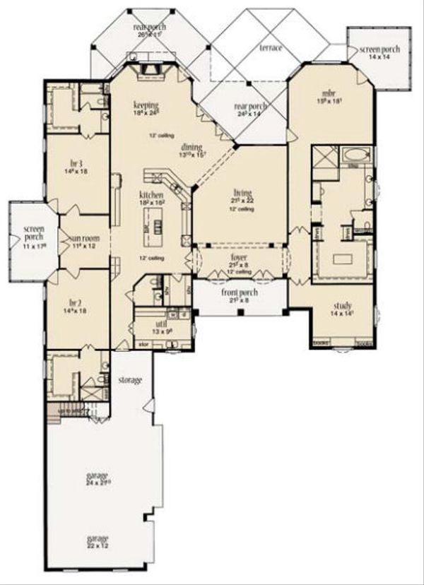 House Design - European Floor Plan - Main Floor Plan #36-473