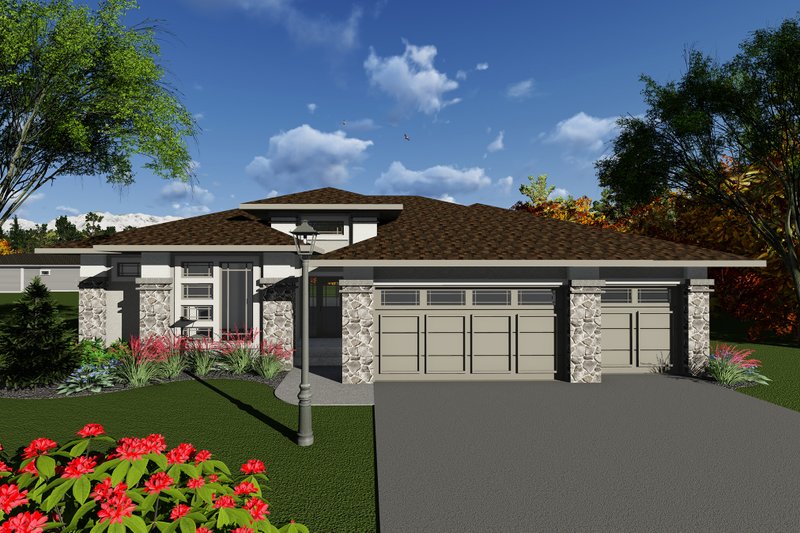 Architectural House Design - Ranch Exterior - Front Elevation Plan #70-1270