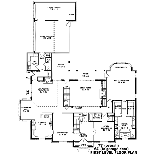 Colonial Floor Plan - Main Floor Plan #81-1631